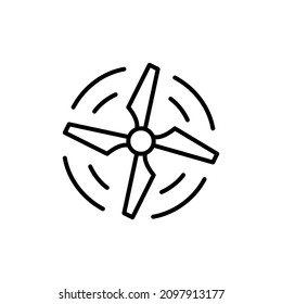 Drone propeller top view with rotating blades. Pixel perfect, editable stroke icon