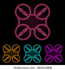 hélices drone color conjunto neón. Línea delgada simple, contorno vector de iconos de drones para ui y ux, sitio web o aplicación móvil
