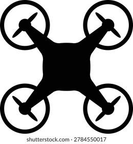Drone Quad Copter Icon Aerial UAV Silhouette Minimal Black Technology Vector