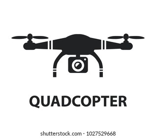 Drone quadcopter camera black icon isolated graphic design illustration