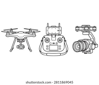 Drone quadcopter with camera flying for aerial photography. Remote-controlled UAV capturing high-resolution video and images from above.