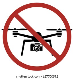 drone quadcopter with camera to take areal photographs are not allowed in this area sign