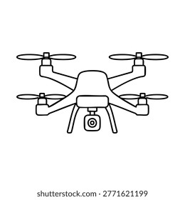 Drone quadcopter icon, drone aerial camera device black and white vector