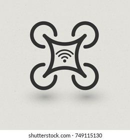 Drone or quadcopter icon. isolated on grey background. Air Drone icon