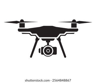 Drone, Quadcopter icon. Technology devices set. Photo and video drone icon, UAV shop logo, Drone silhouette icon. Vector Illustration.