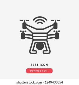 Drone quadcopter  icon vector. Drone quadcopter icon. Drone flay symbol. Linear style sign for mobile concept and web design. Drone symbol logo illustration. vector graphics - Vector.