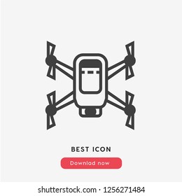 Drone quadcopter  icon vector. Drone quadcopter icon. Drone flay symbol. Linear style sign for mobile concept and web design. Drone symbol logo illustration. vector graphics - Vector.