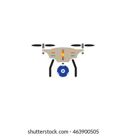 drone quadcopter with panoramic camera icon vector, solid logo illustration, pictogram isolated on white