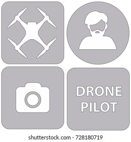 Drone Quadcopter Pilot Vector Template Logo. Drone pilot brand design. 