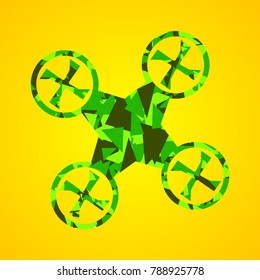 drone quadcopter. Vector drone. Camouflage drone. Dron with triangles.