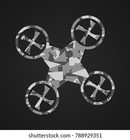 drone quadcopter. Vector drone. Camouflage drone. Dron with triangles.