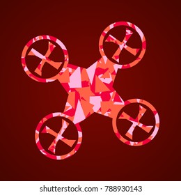 drone quadcopter. Vector drone. Camouflage drone. Dron with triangles.