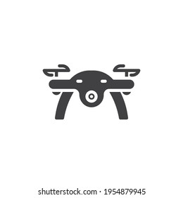 Drohnenquadcopter-Vektorsymbol. volles Flachzeichen für mobiles Konzept und Webdesign. Drohnenvorderansicht Symbol. Symbol, Logo-Abbildung. Vektorgrafik