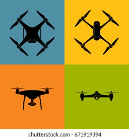 Drone quadro copter icon vector symbol.