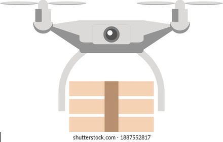 drone quadrocopter libera un contenedor de cajas. ilustración vectorial