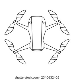 Drone quadrocopter doodle line stroke. Drone vector isolated sign on white background