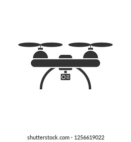 Drone quadrocopter. Icon Flat