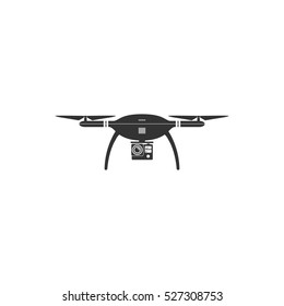 Drone quadrocopter icon flat. Illustration isolated vector sign symbol