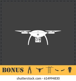Drone quadrocopter icon flat. Simple vector symbol and bonus icon