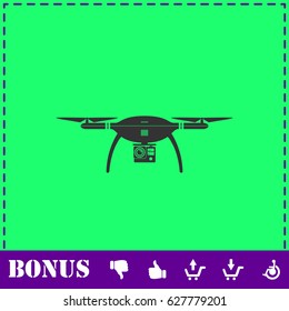 Drone quadrocopter icon flat. Simple vector symbol and bonus icon