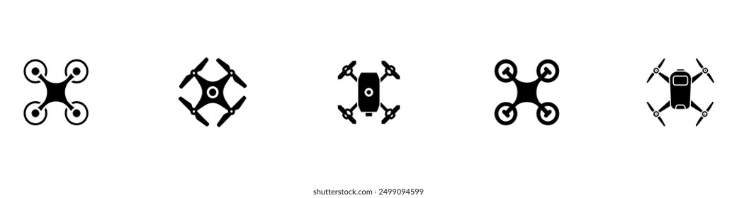 Drone, Quadrocopter icon set. Technology devices set. Drone silhouette icon. Vector Illustration. Vector Graphic. EPS 10