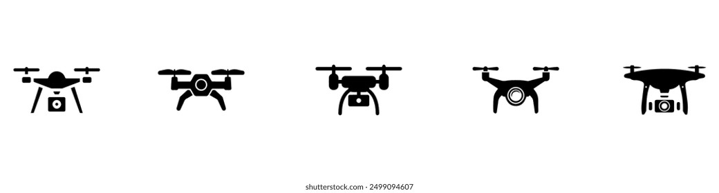 Drone, Quadrocopter icon set. Technology devices set. Drone silhouette icon. Vector Illustration. Vector Graphic. EPS 10