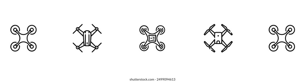 Drone, Quadrocopter icon set. Technology devices set. Drone silhouette icon. Vector Illustration. Vector Graphic. EPS 10