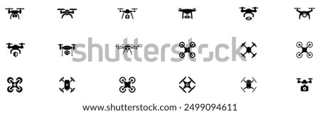 Drone, Quadrocopter icon set. Technology devices set. Drone silhouette icon. Vector Illustration. Vector Graphic. EPS 10