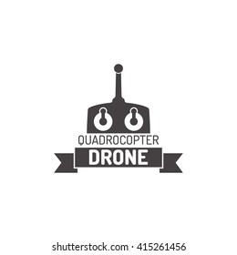Drone or quadrocopter  label, badge, emblems isolated on white background.