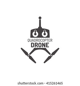 Drone or quadrocopter  label, badge, emblems isolated on white background.