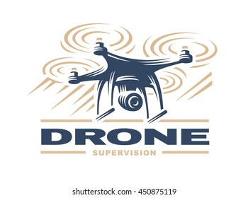 Drone quadrocopter logo design, emblem