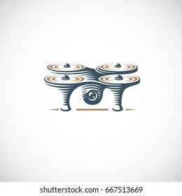 Drone quadrocopter logo design template, emblem on white background EPS 10