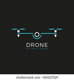 Drone quadrocopter logo. Flying zone simple vector illustration icon.