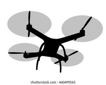 Drone quadrocopter on a white background. Icon, logo. Vector illustration.