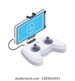 Drone quadrocopter remote control isometric icon 3d vector illustration