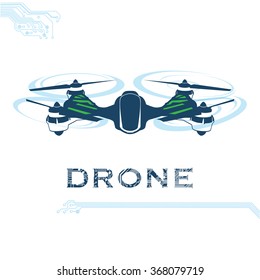 Drone, quadrocopter, uav Vector Illustration. Flying drone image