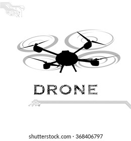 Drone, quadrocopter, uav Vector Illustration. Flying drone image