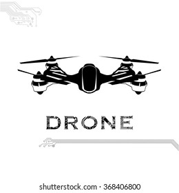 Drone, quadrocopter, uav Vector Illustration. Flying drone image