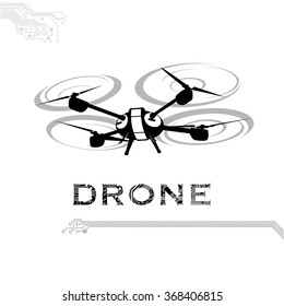 Drone, quadrocopter, uav Vector Illustration. Flying drone image