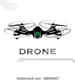 Drone, quadrocopter, uav Vector Illustration. Flying drone with camera