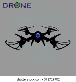 Drone, quadrocopter, uav Vector Illustration. Flying drone with camera