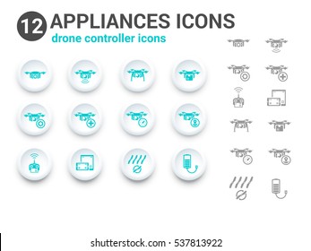 Drone and quadrocopter vector icon ser , appliance icons project