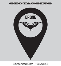 Drone quadrocopter vector sign.