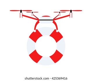 Drone quadrocopters safeguard icons and emblems isolated on white