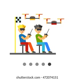 Drone race flat icon