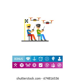 Drone race flat icon