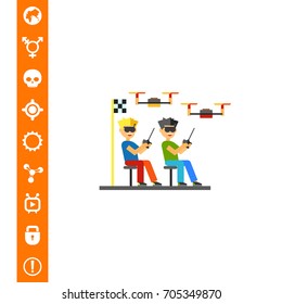 Drone race flat icon