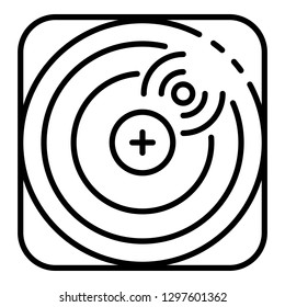 Drone radar location icon. Outline drone radar location vector icon for web design isolated on white background