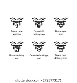 Elevação de Drone, bateria completa, Drone sync, entrega, tecnologia, Drone pós entrega, ícone