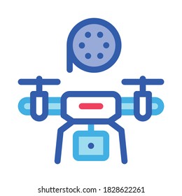 drone record movie icon vector. drone record movie sign. color symbol illustration
